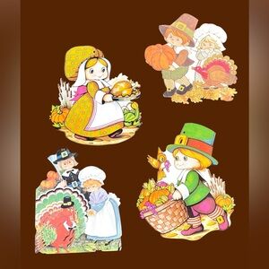 Vintage 4 Thanksgiving Die Cut Decorations